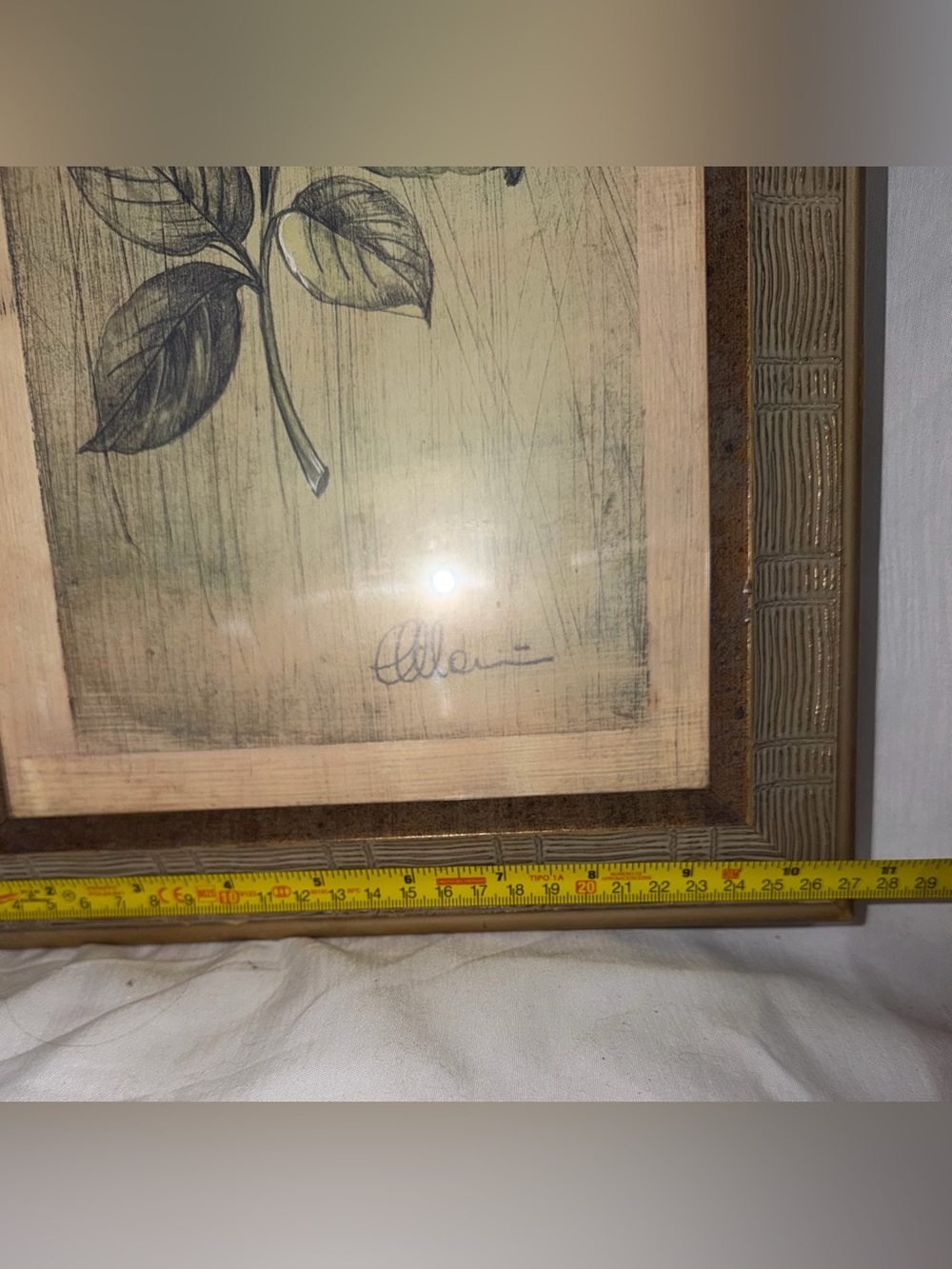 Vintage Mid-Century Floral Rose  Print by Allen, Faux Wood & Gold Frame - Picture 4 of 6